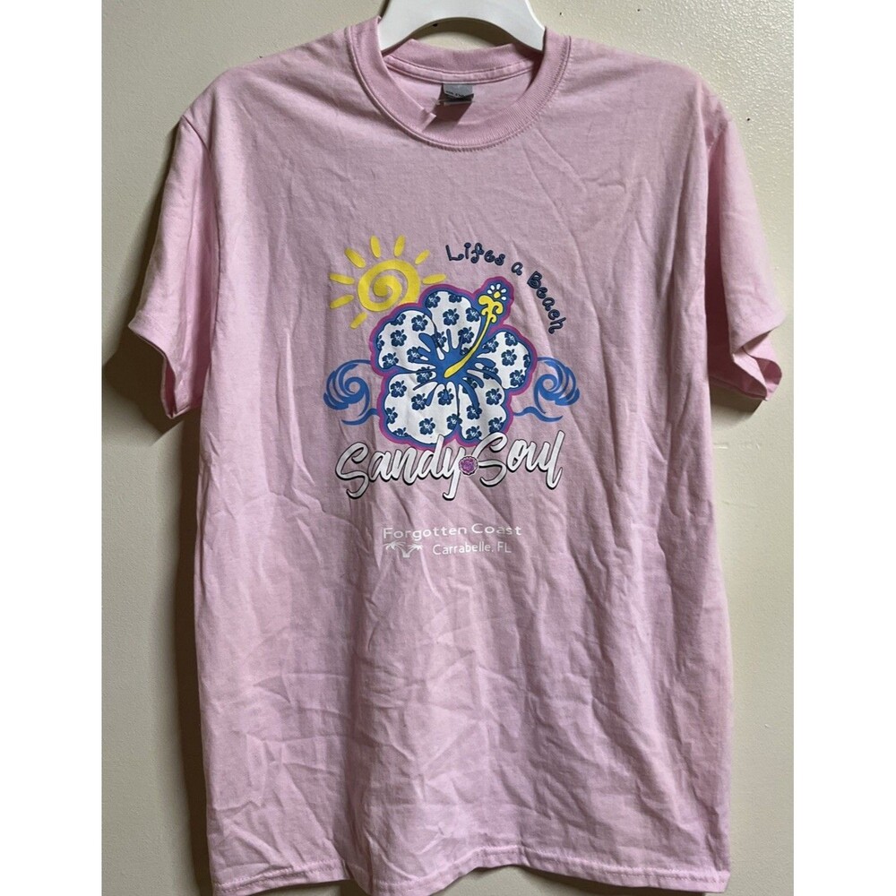Carrabelle Florida TShirt Women's Medium Pink Lifes A Beach Sandy Soul Gildan